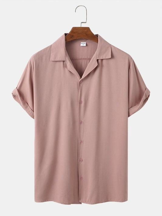 Skin Colour Men's Casual Wear Cotton Blend Plain Shirt